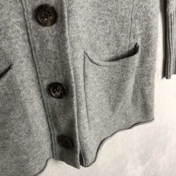 EILEEN FISHER Merino Cashmere Shawl Collar Cardigan Sz PM Gray Grandpa Pockets - Picture 9 of 12